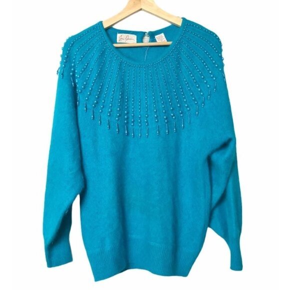 Vintage Eddie Dassin Beaded Sweater M - Picture 1 of 4